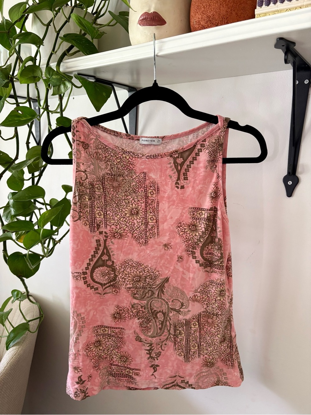 Forever 21 Pink Paisley Print Tank Top